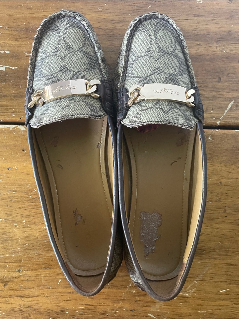Coach Jacquard Loafers Driving Moccasin shoes flats Leather Signature Logo 7.5 - Picture 6 of 12